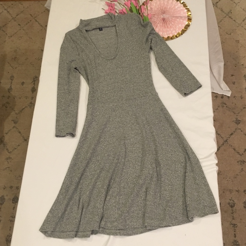 Grey dress with built-in choker, XS